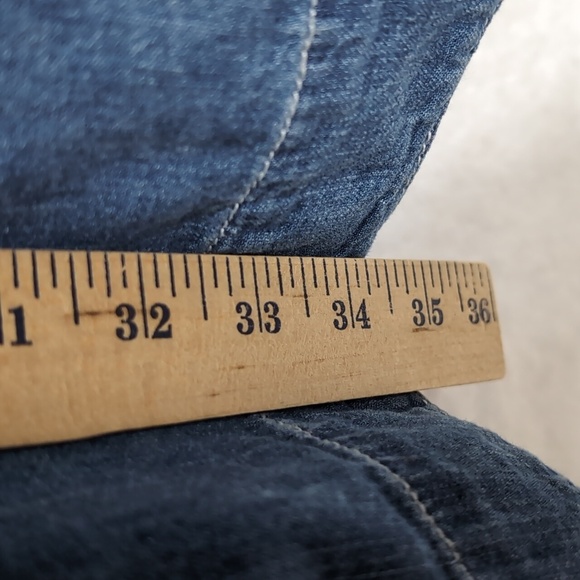 Free People Chester Dress Womens Large Stretch Denim Flutter Sleeve Sparkle 8 - Picture 10 of 15